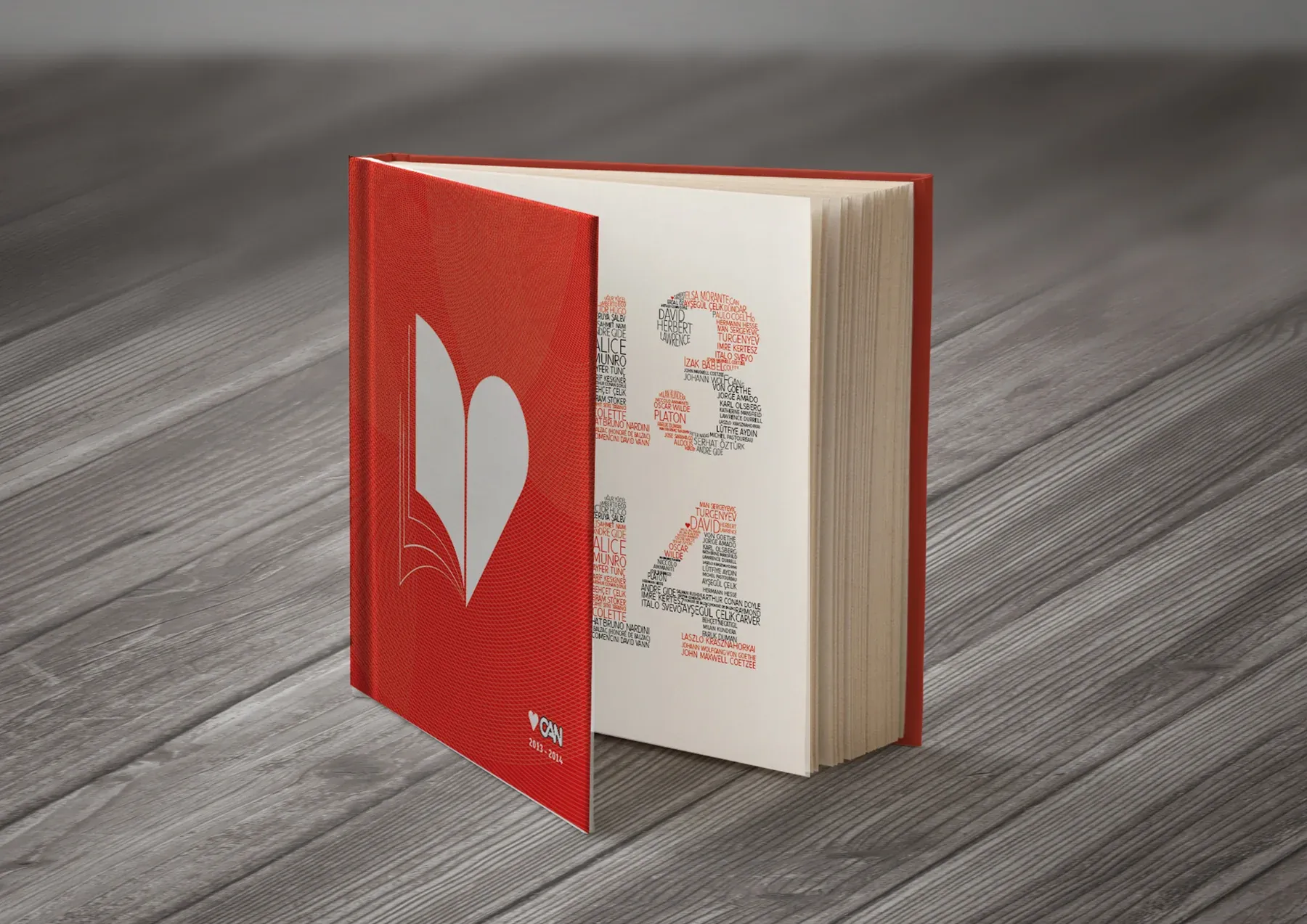 A red Can Yayınları catalogue with its year formed from author names