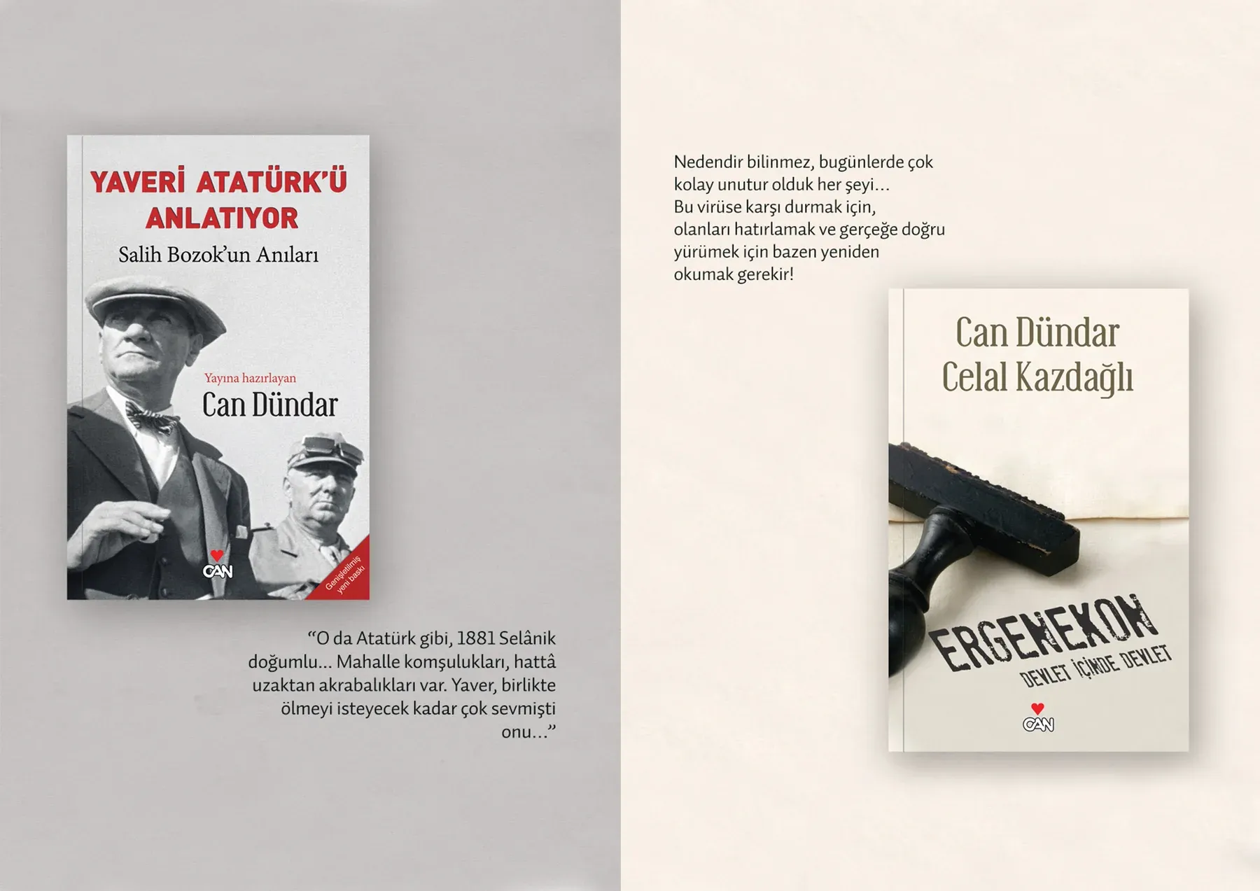 Yaveri Atatürk’ü Anlatıyor and Ergenekon presented in two book advertisements